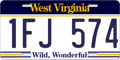 WV license plate 1FJ574