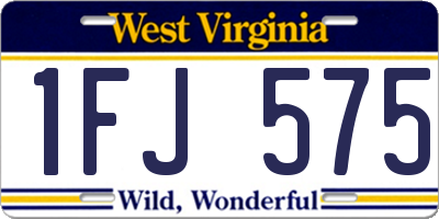 WV license plate 1FJ575