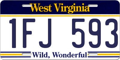 WV license plate 1FJ593