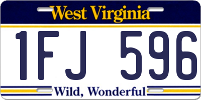 WV license plate 1FJ596