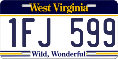 WV license plate 1FJ599