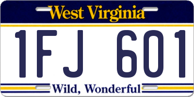 WV license plate 1FJ601