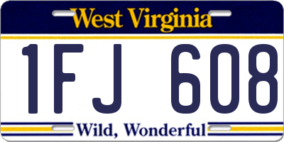 WV license plate 1FJ608