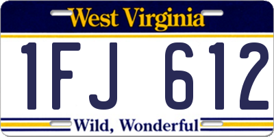 WV license plate 1FJ612