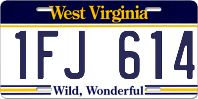 WV license plate 1FJ614