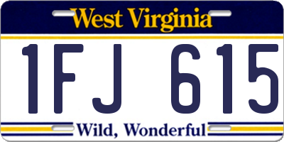 WV license plate 1FJ615