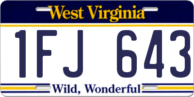 WV license plate 1FJ643