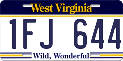 WV license plate 1FJ644