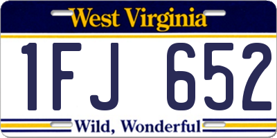 WV license plate 1FJ652