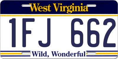 WV license plate 1FJ662