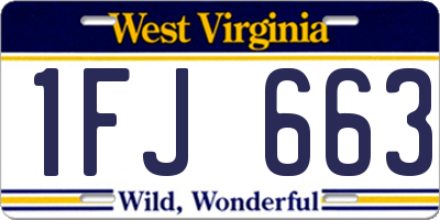 WV license plate 1FJ663