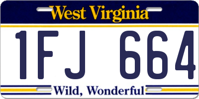 WV license plate 1FJ664