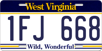 WV license plate 1FJ668