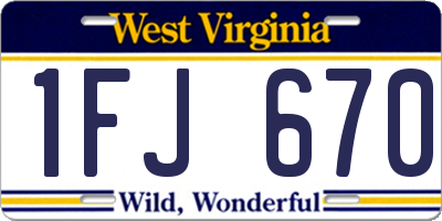 WV license plate 1FJ670