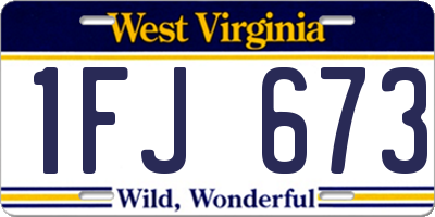 WV license plate 1FJ673