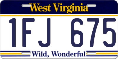 WV license plate 1FJ675