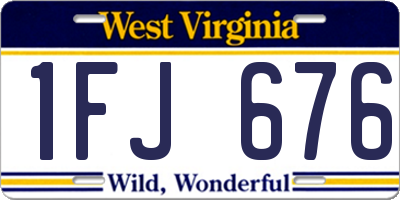 WV license plate 1FJ676