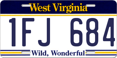 WV license plate 1FJ684