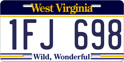 WV license plate 1FJ698