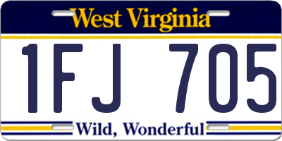 WV license plate 1FJ705