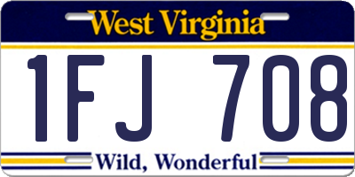WV license plate 1FJ708