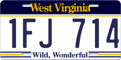 WV license plate 1FJ714