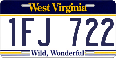 WV license plate 1FJ722
