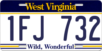 WV license plate 1FJ732
