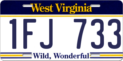 WV license plate 1FJ733