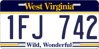 WV license plate 1FJ742