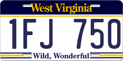 WV license plate 1FJ750