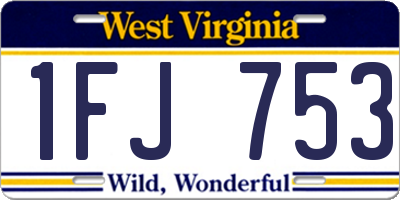 WV license plate 1FJ753