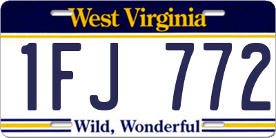 WV license plate 1FJ772