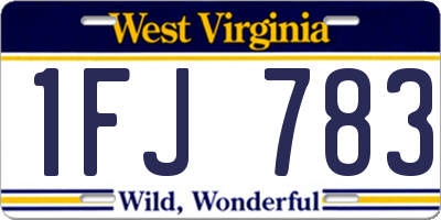 WV license plate 1FJ783