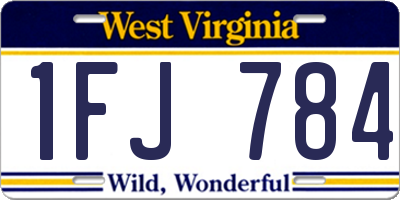 WV license plate 1FJ784