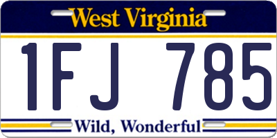 WV license plate 1FJ785