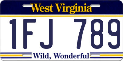 WV license plate 1FJ789