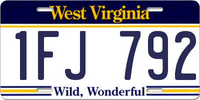 WV license plate 1FJ792