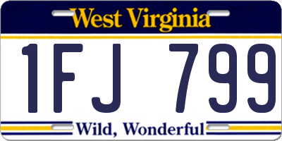 WV license plate 1FJ799