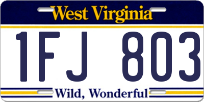 WV license plate 1FJ803