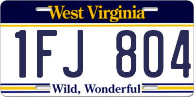 WV license plate 1FJ804