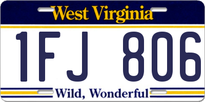 WV license plate 1FJ806