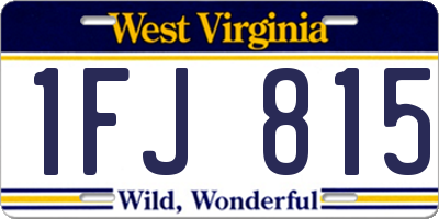 WV license plate 1FJ815
