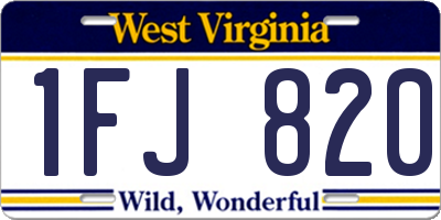 WV license plate 1FJ820