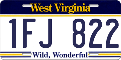 WV license plate 1FJ822