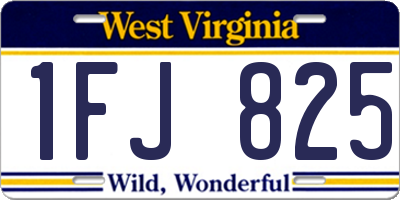 WV license plate 1FJ825