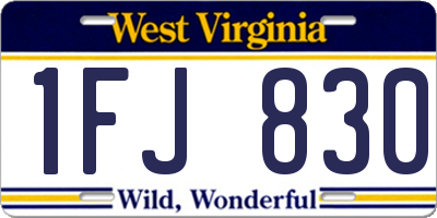 WV license plate 1FJ830