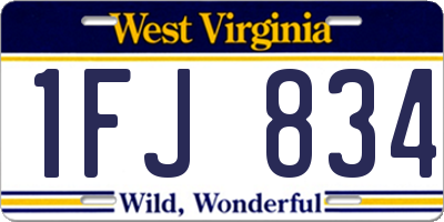 WV license plate 1FJ834
