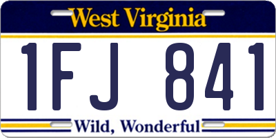 WV license plate 1FJ841