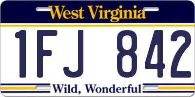 WV license plate 1FJ842